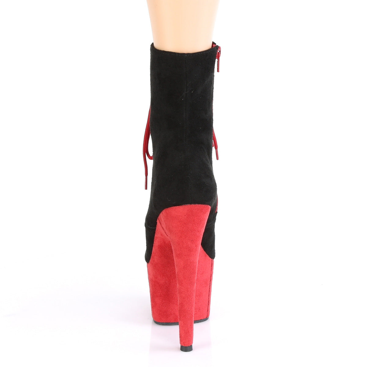 Pleaser Bottines pour femmes ADORE-1020FSTT BLK FAUX SUDE / SUEDE FAUX RED