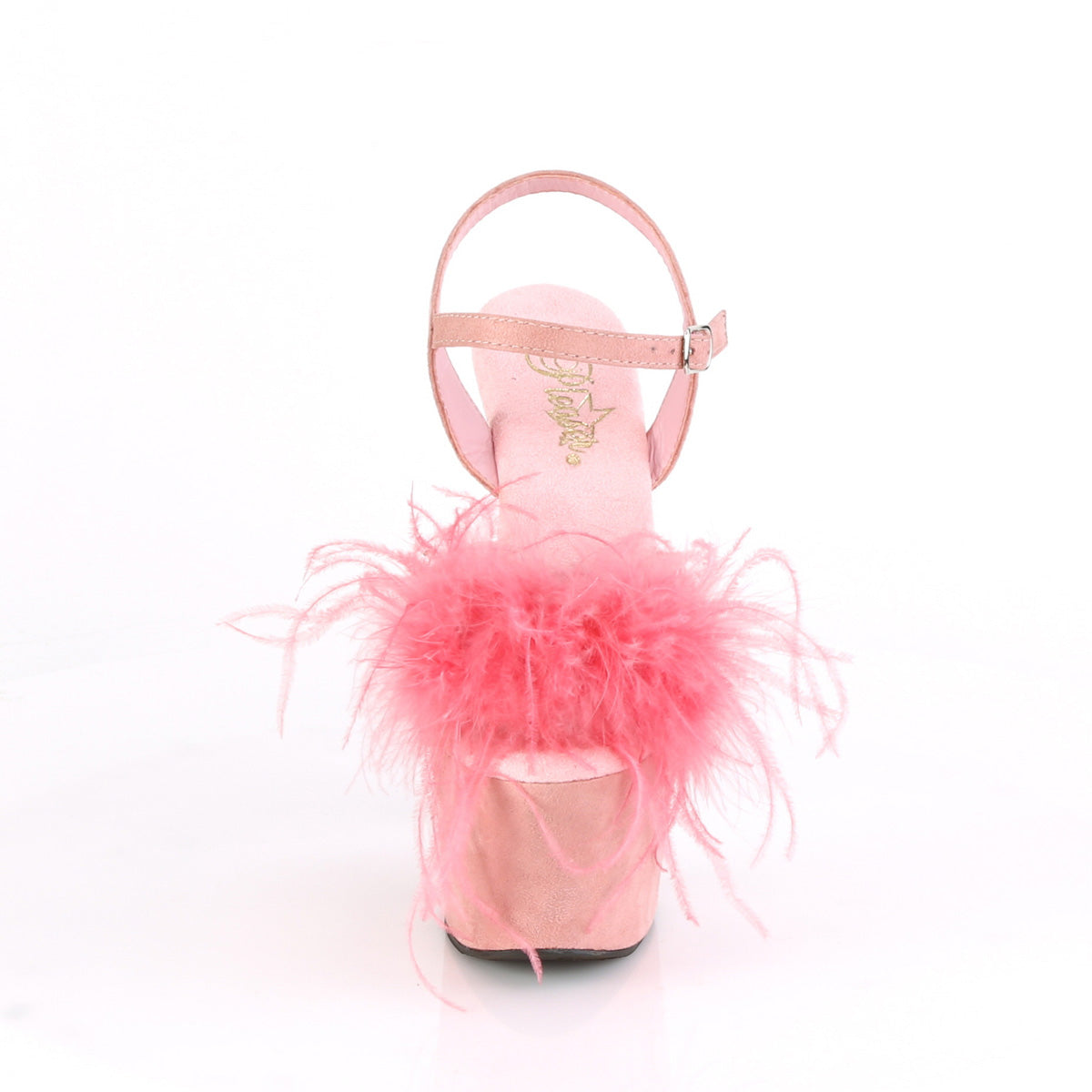 Pleaser Womens Sandals ADORE-709F B. Pink F.Suede-Feather/B. Pink F.Suede