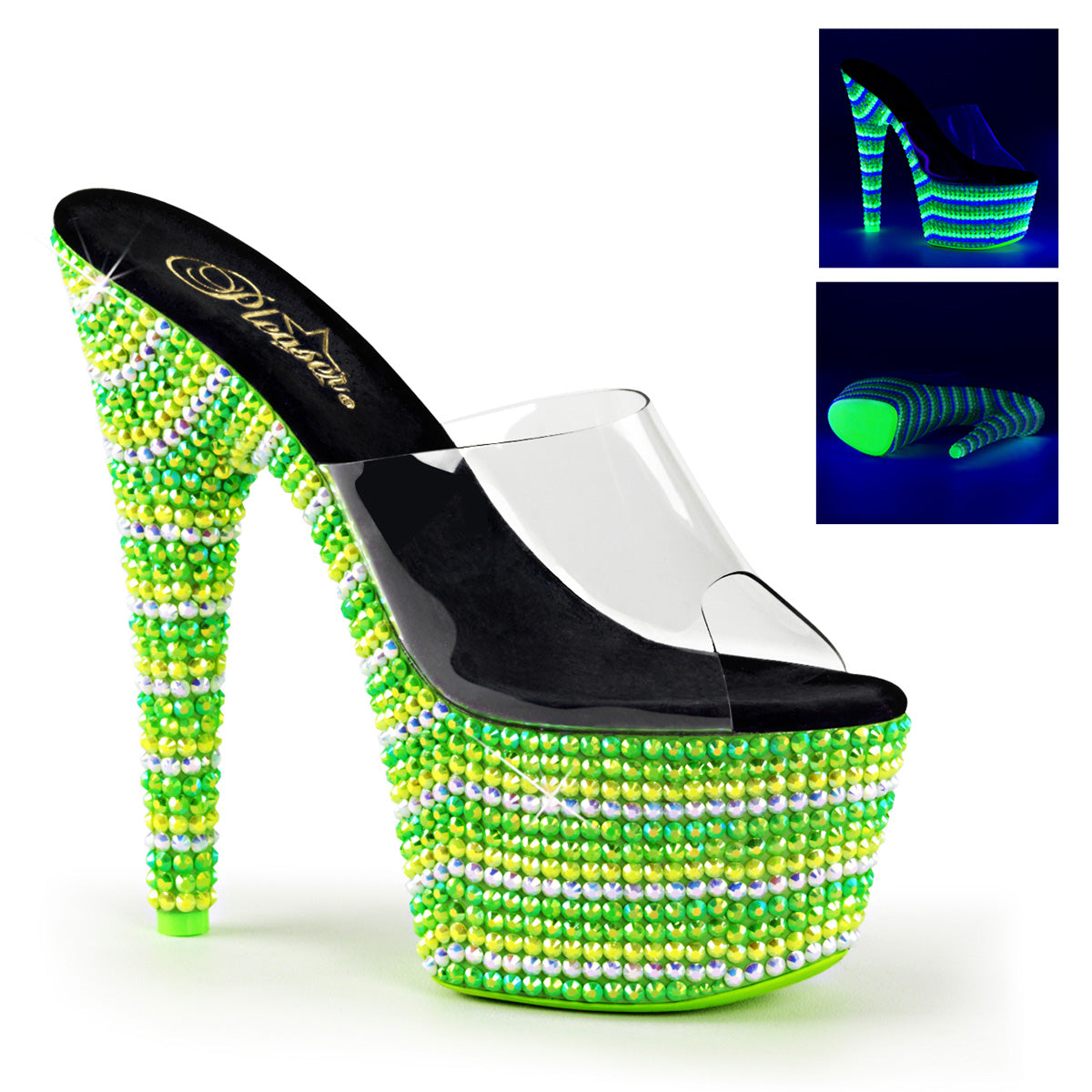 Pleaser Aux femmes  BEJEWELED-701UV CLR / NEON Multi vert