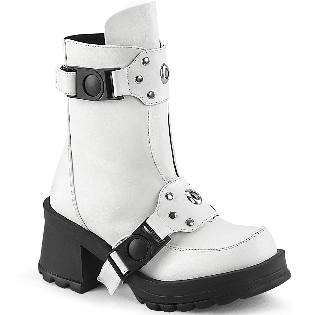 DemoniaCult  Bottines BRATTY-56 Wht Vegan Leather