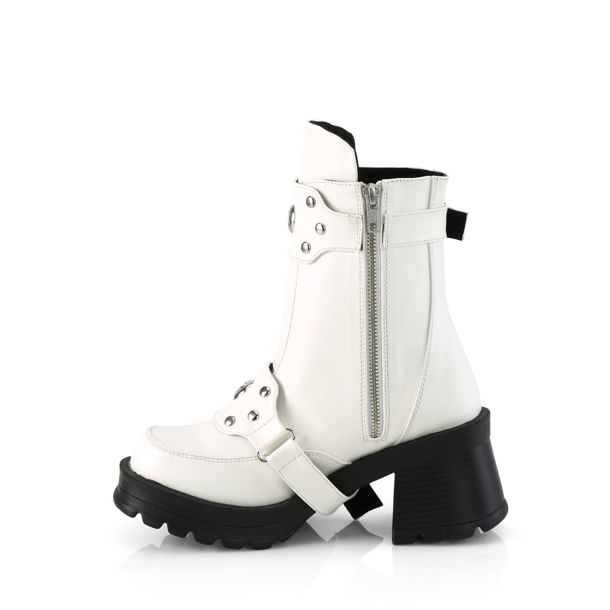 DemoniaCult  Bottines BRATTY-56 Wht Vegan Leather