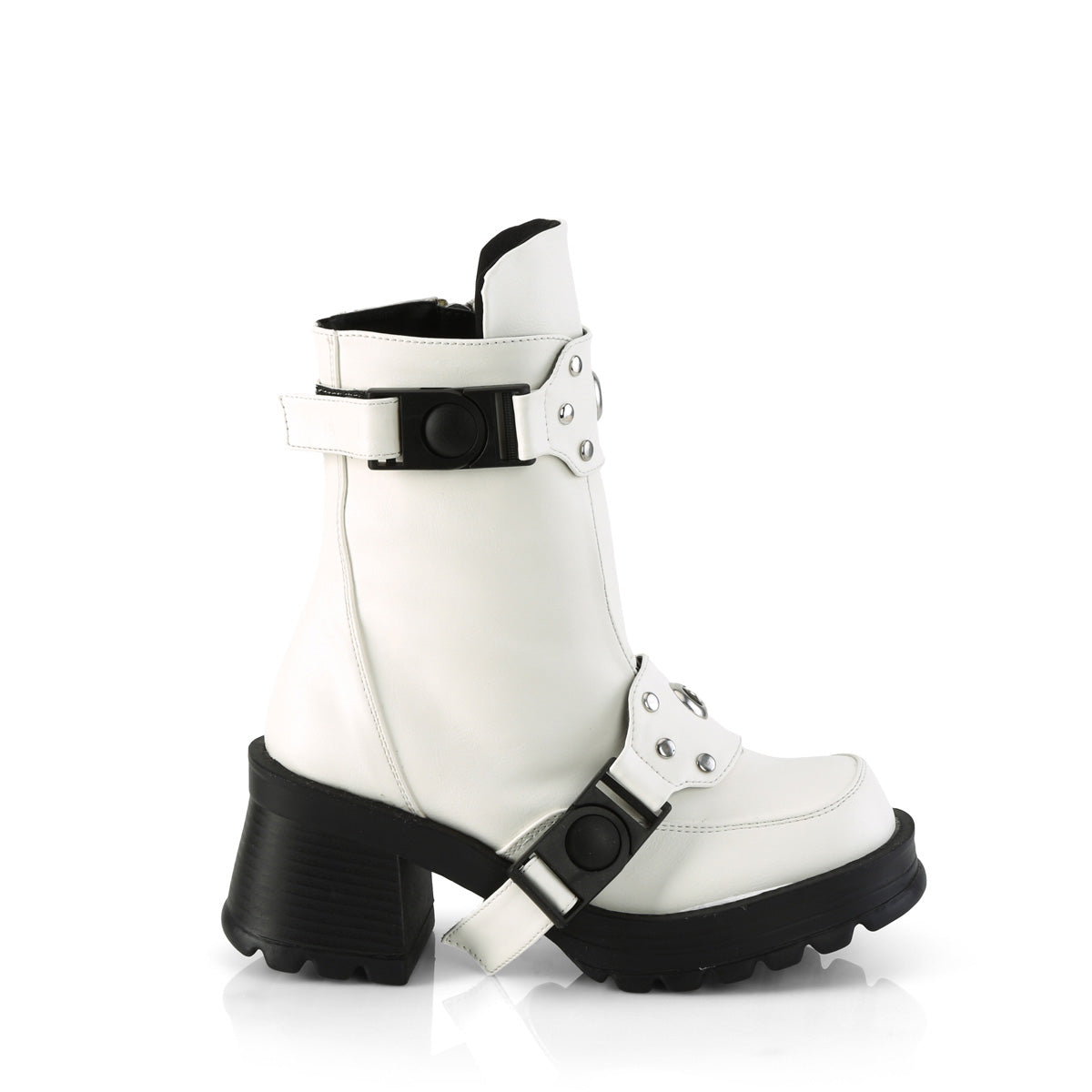 DemoniaCult  Bottines BRATTY-56 Wht Vegan Leather