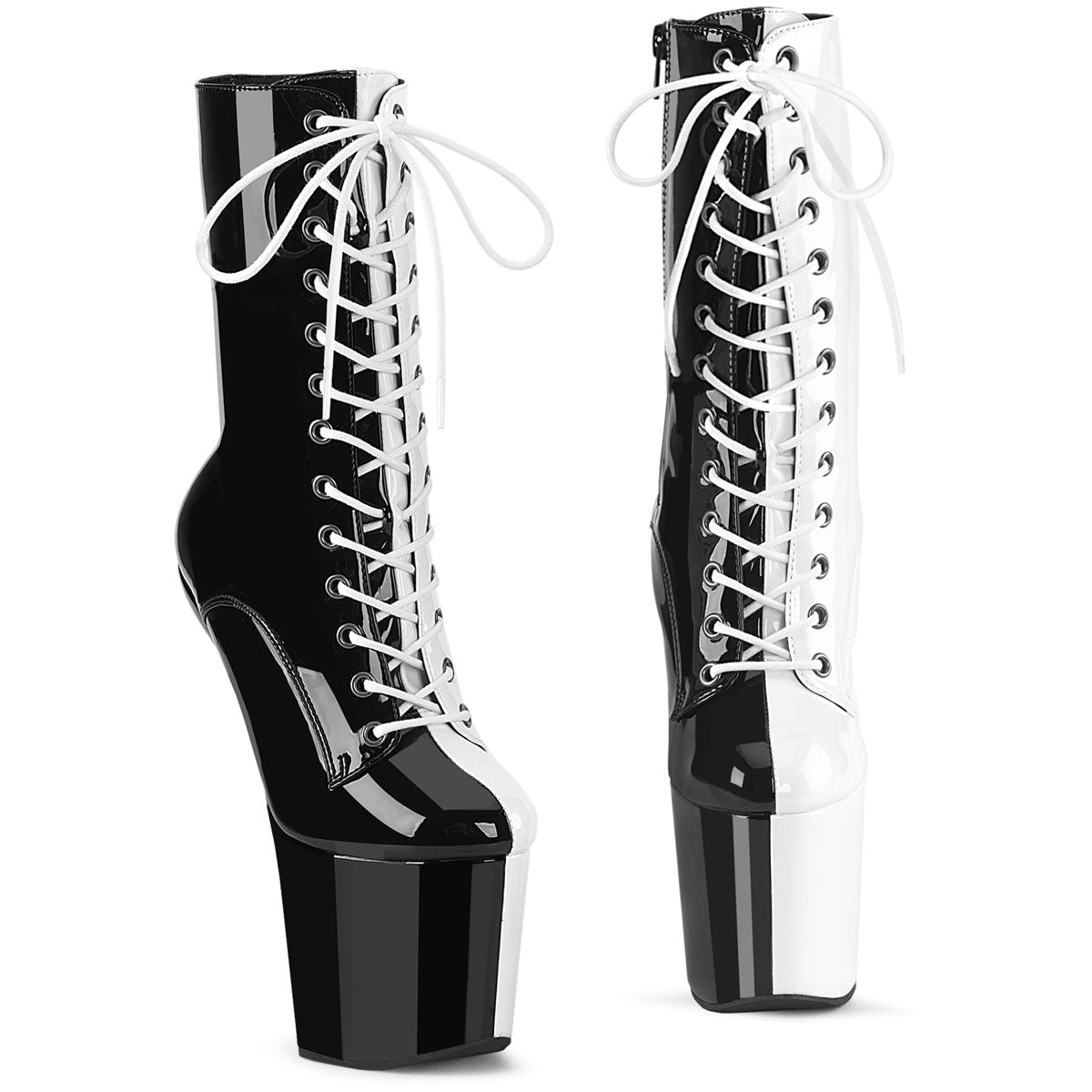 Pleaser  Bottines CRAZE-1040tt blk-wht pat / blk-wht