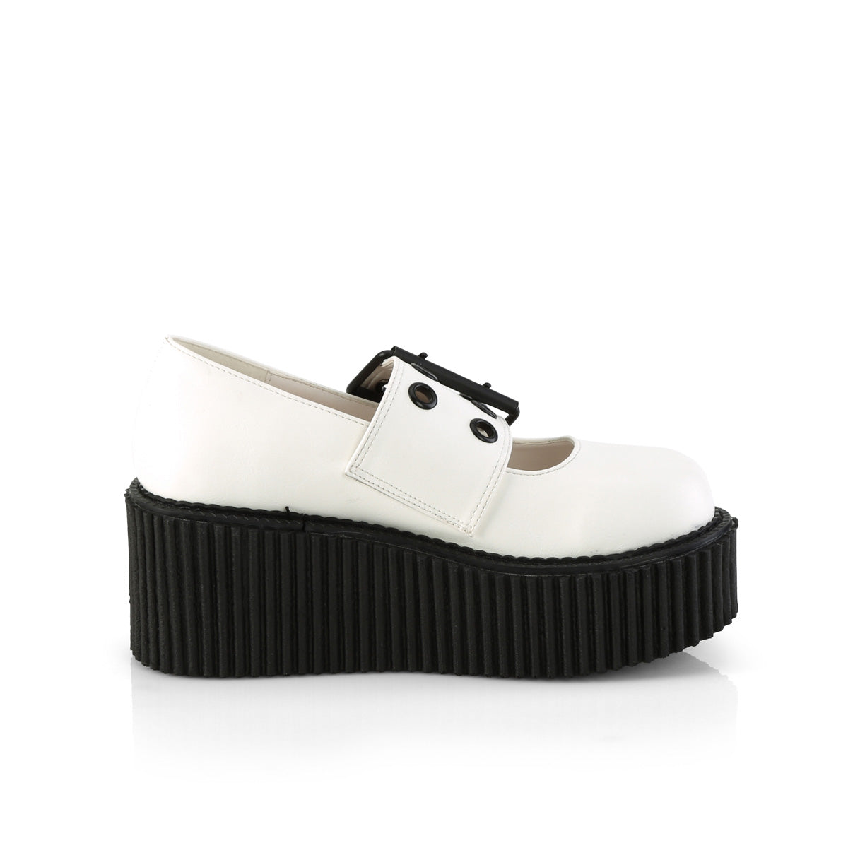 DemoniaCult  Low Shoe CREEPER-230 Wht Vegan Leather