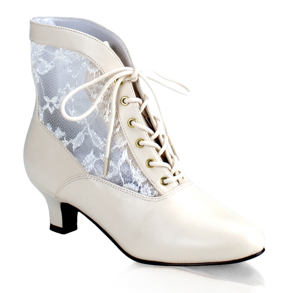 Funtasma Womens Ankle Boots DAME-05 Ivory Pu-Lace