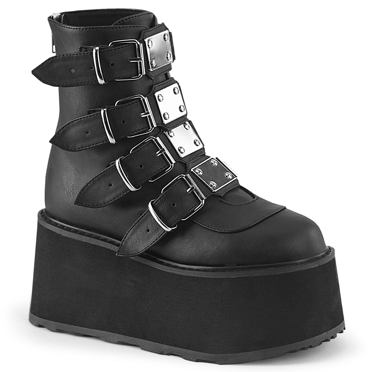 DemoniaCult  Bottines DAMNED-105 Cuir végétalien BLK