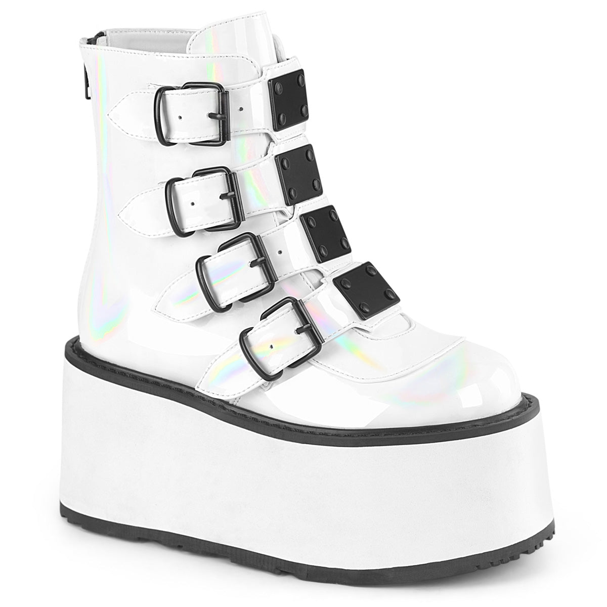 DemoniaCult  Bottines DAMNED-105 wht holo pat