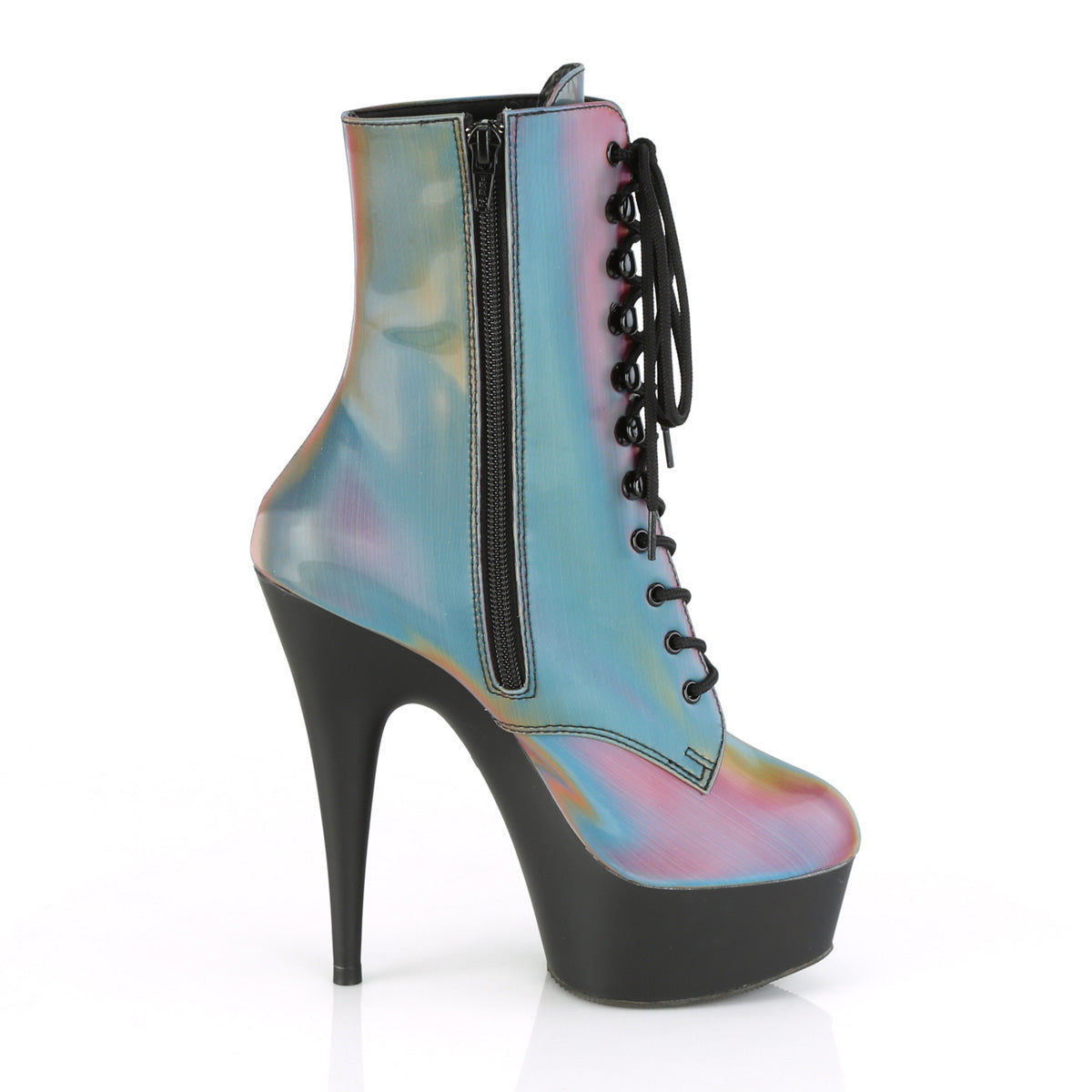 Pleaser Bottines pour femmes DELIGHT-1020refl Rainbow Réfléchissant / blk mat