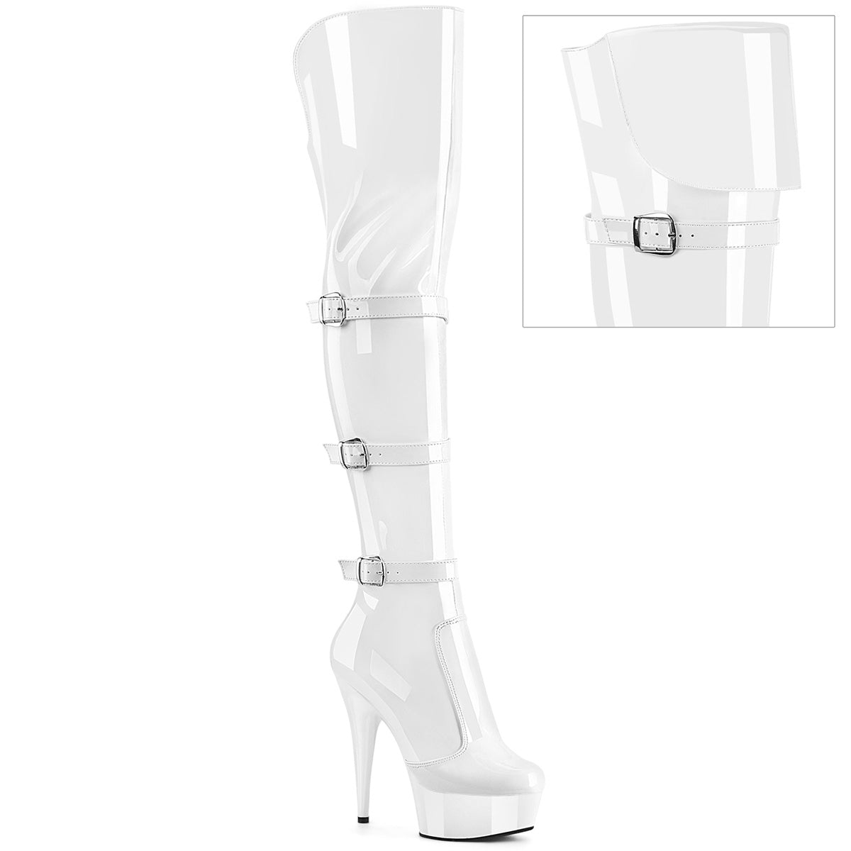 Pleaser   DELIGHT-3018 Wht Str. Pat/Wht