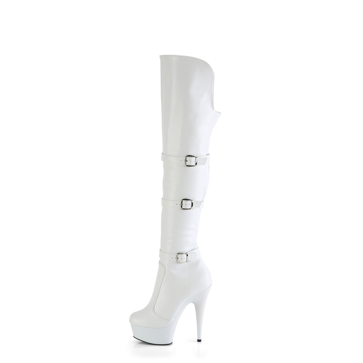 Pleaser   DELIGHT-3018 Wht Str. Faux Leather/Wht Matte