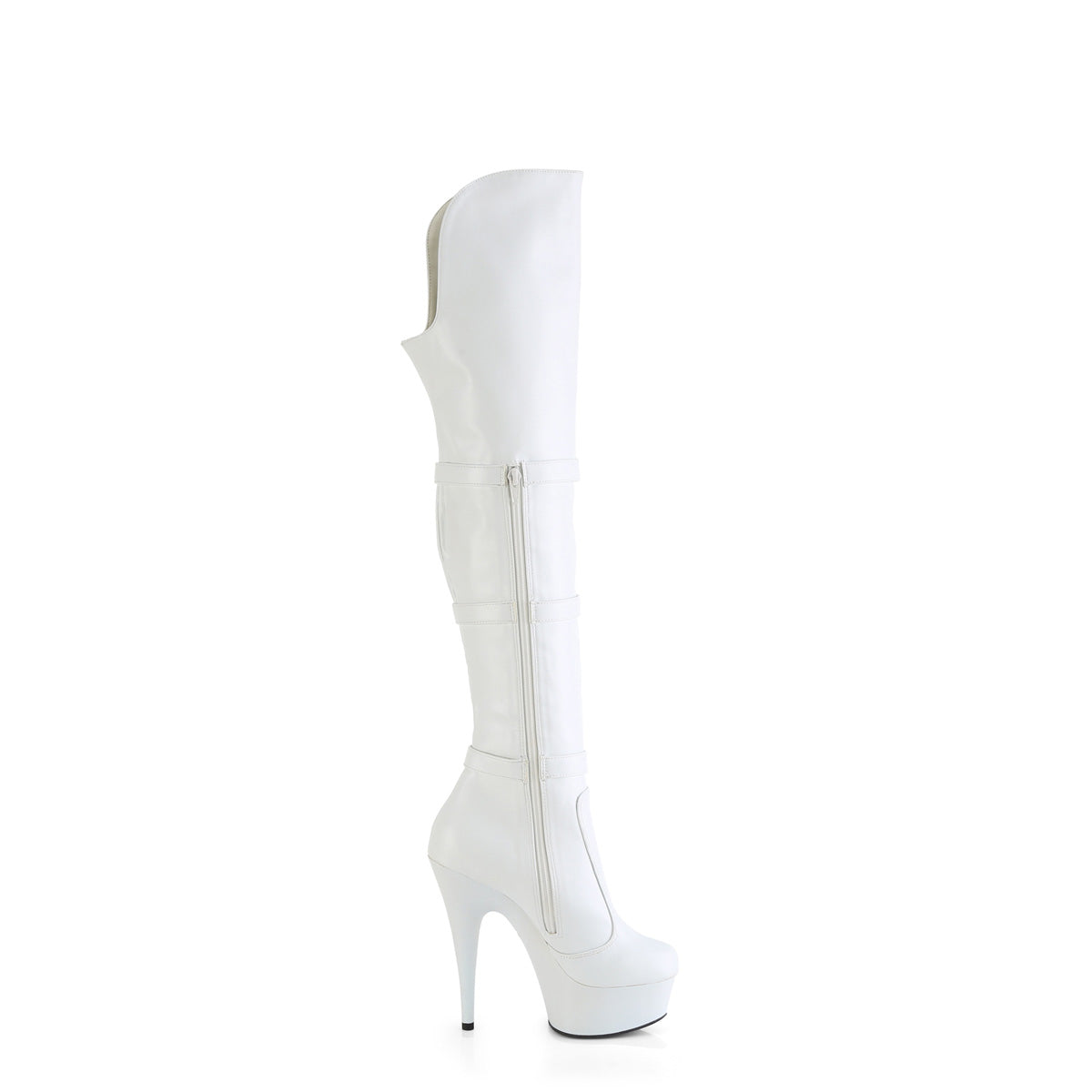 Pleaser   DELIGHT-3018 Wht Str. Faux Leather/Wht Matte