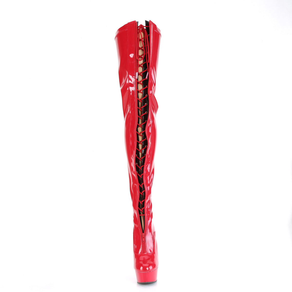 Pleaser  Boots DELIGHT-3027 Red-Blk Str. Pat/Red