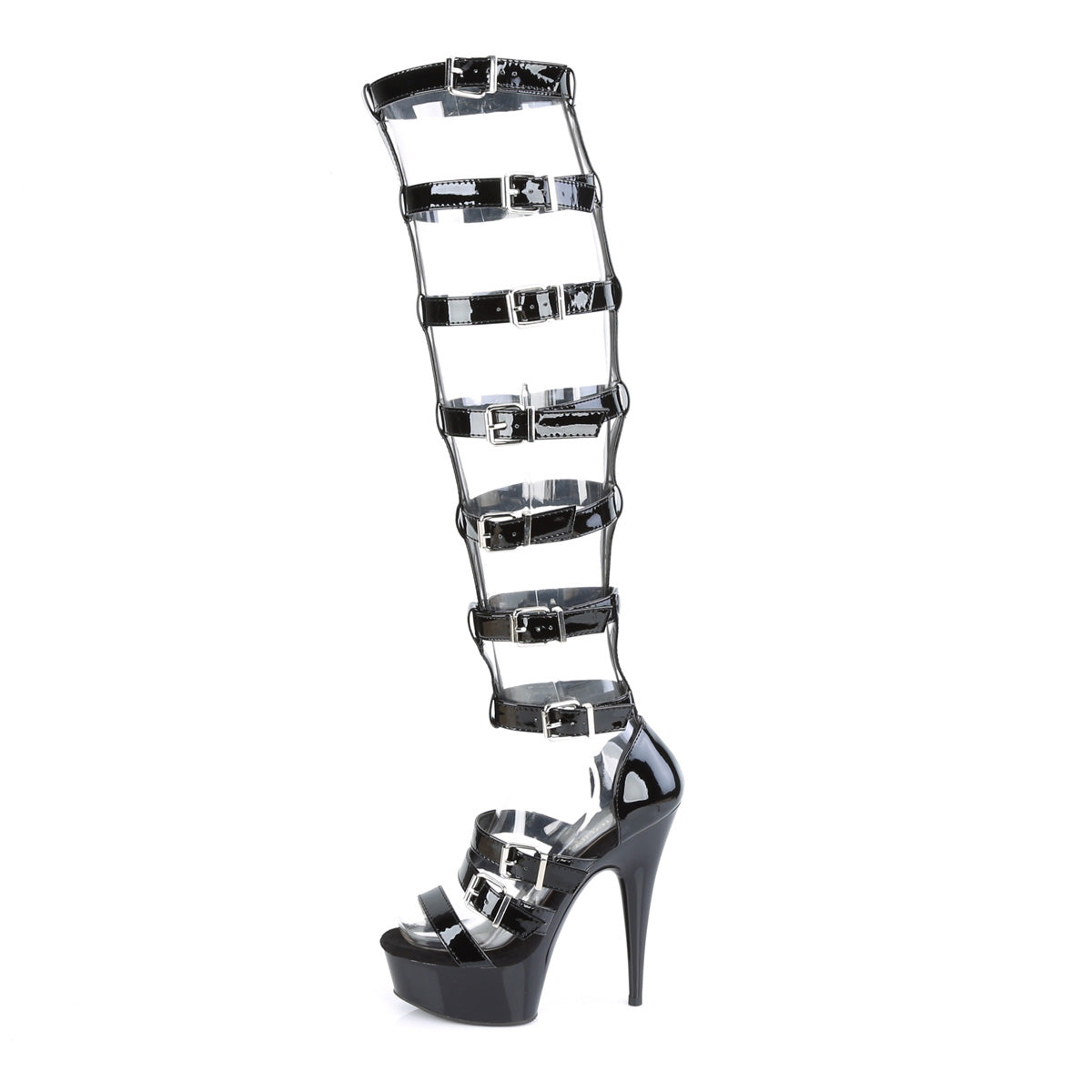 Pleaser Womens Sandals DELIGHT-600-46 Blk Pat/Blk