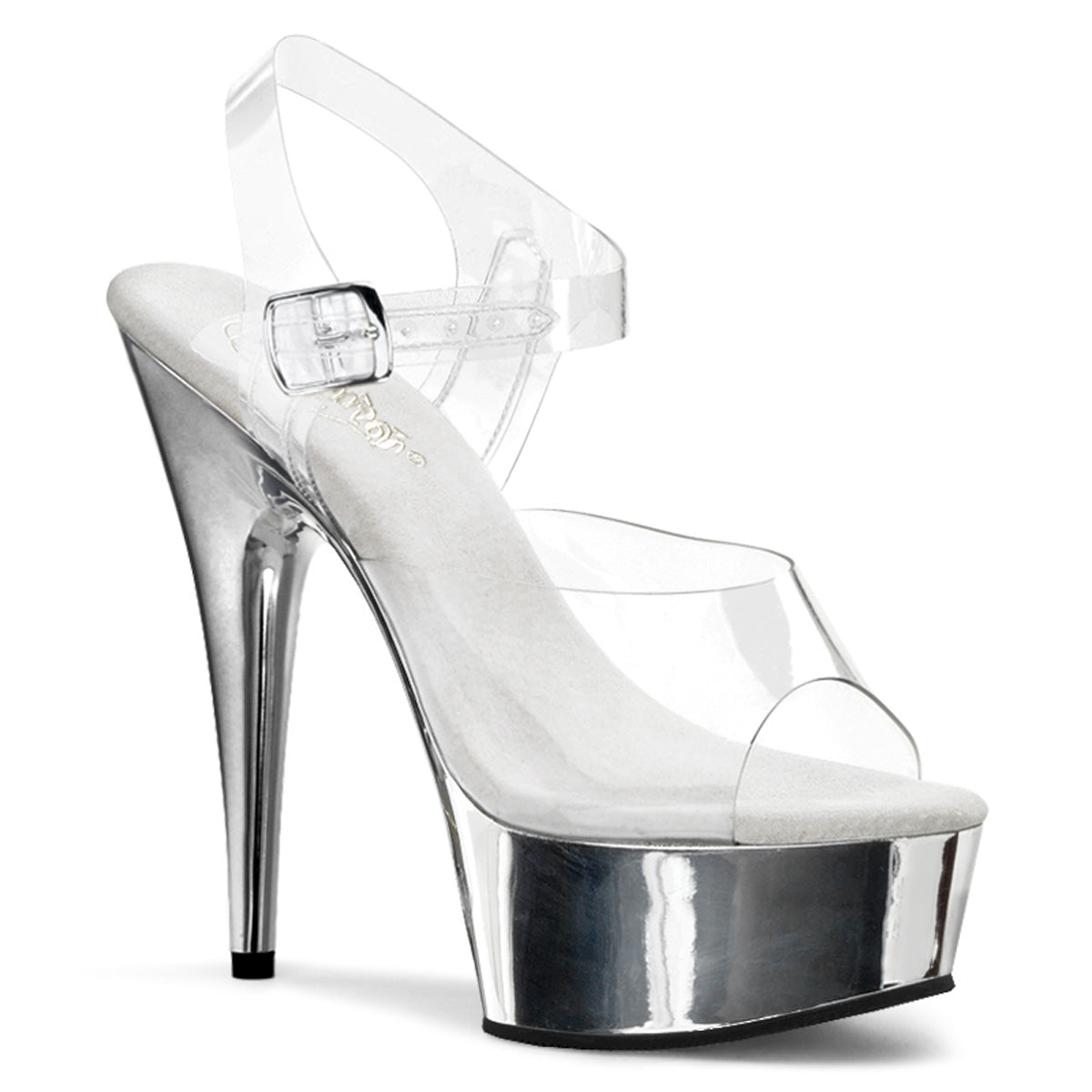 Pleaser Sandales pour femmes DELIGHT-608 CLR / SLV Chrome