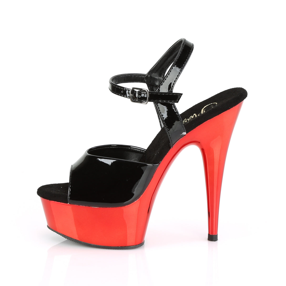 Pleaser Sandales pour femmes DELIGHT-609 blk pat / rouge chrome