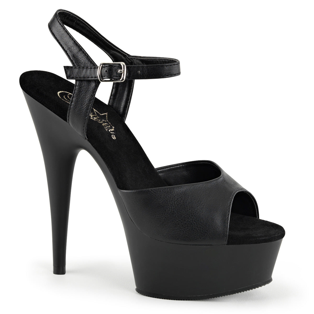 Pleaser Sandales pour femmes DELIGHT-609 Blk Faux Cuir / Blk Matte