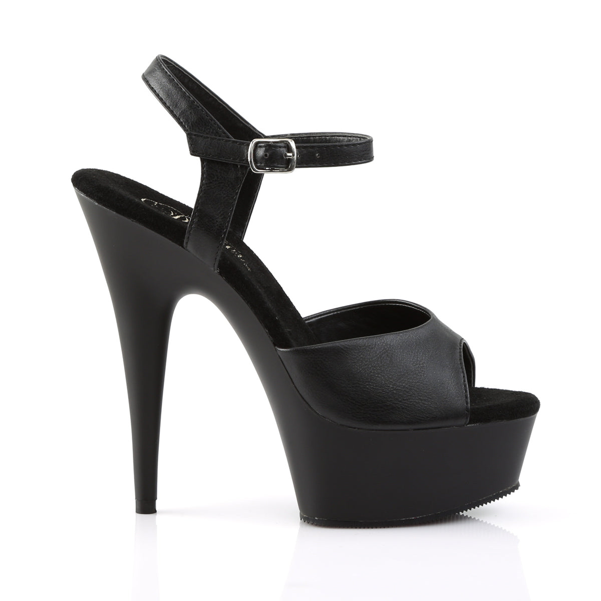 Pleaser Sandales pour femmes DELIGHT-609 Blk Faux Cuir / Blk Matte