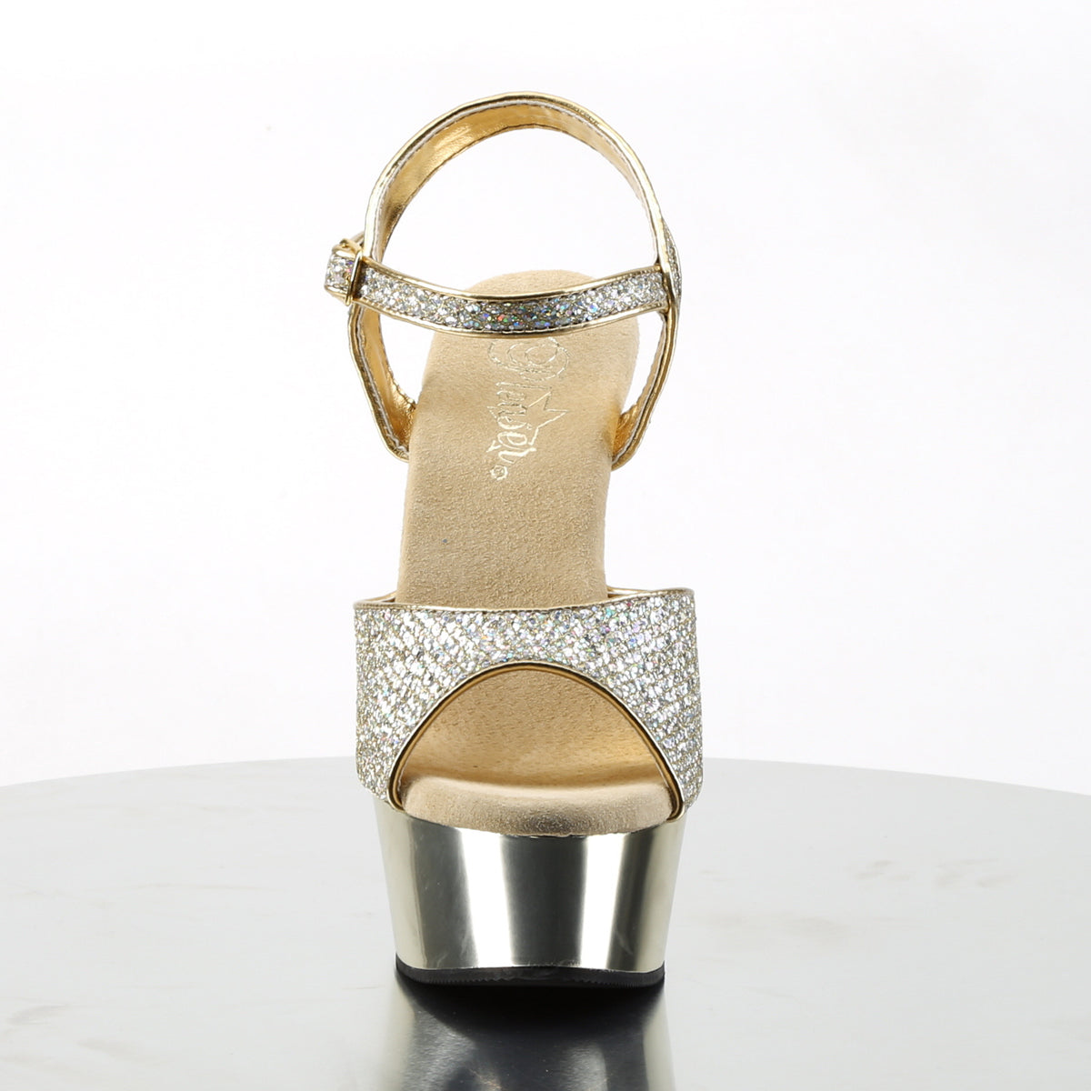 Pleaser Sandales pour femmes DELIGHT-609g Gold multi gltr / chrome d'or