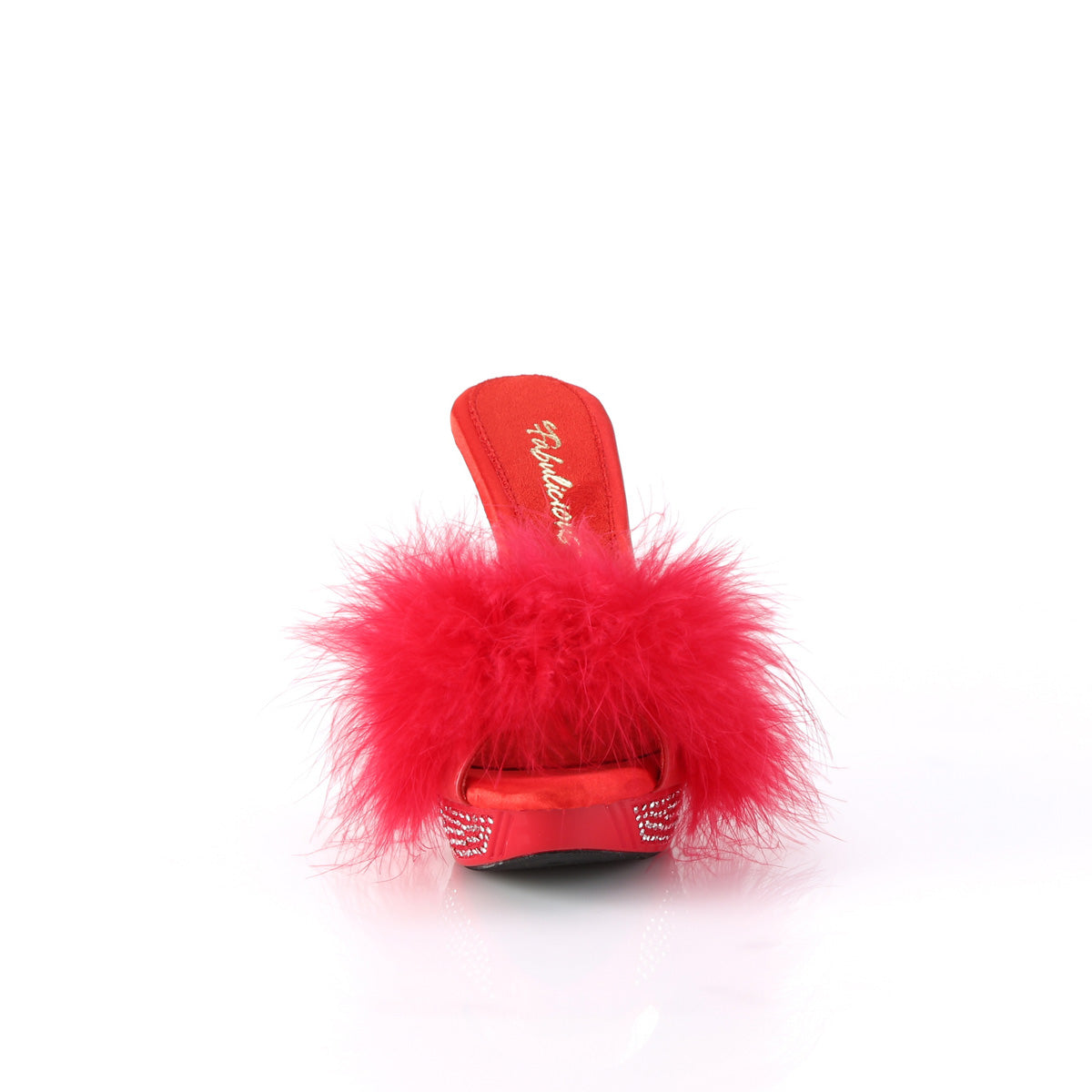 Fabulicious   ELEGANT-401f Red Marabou-Faux Leather / rouge