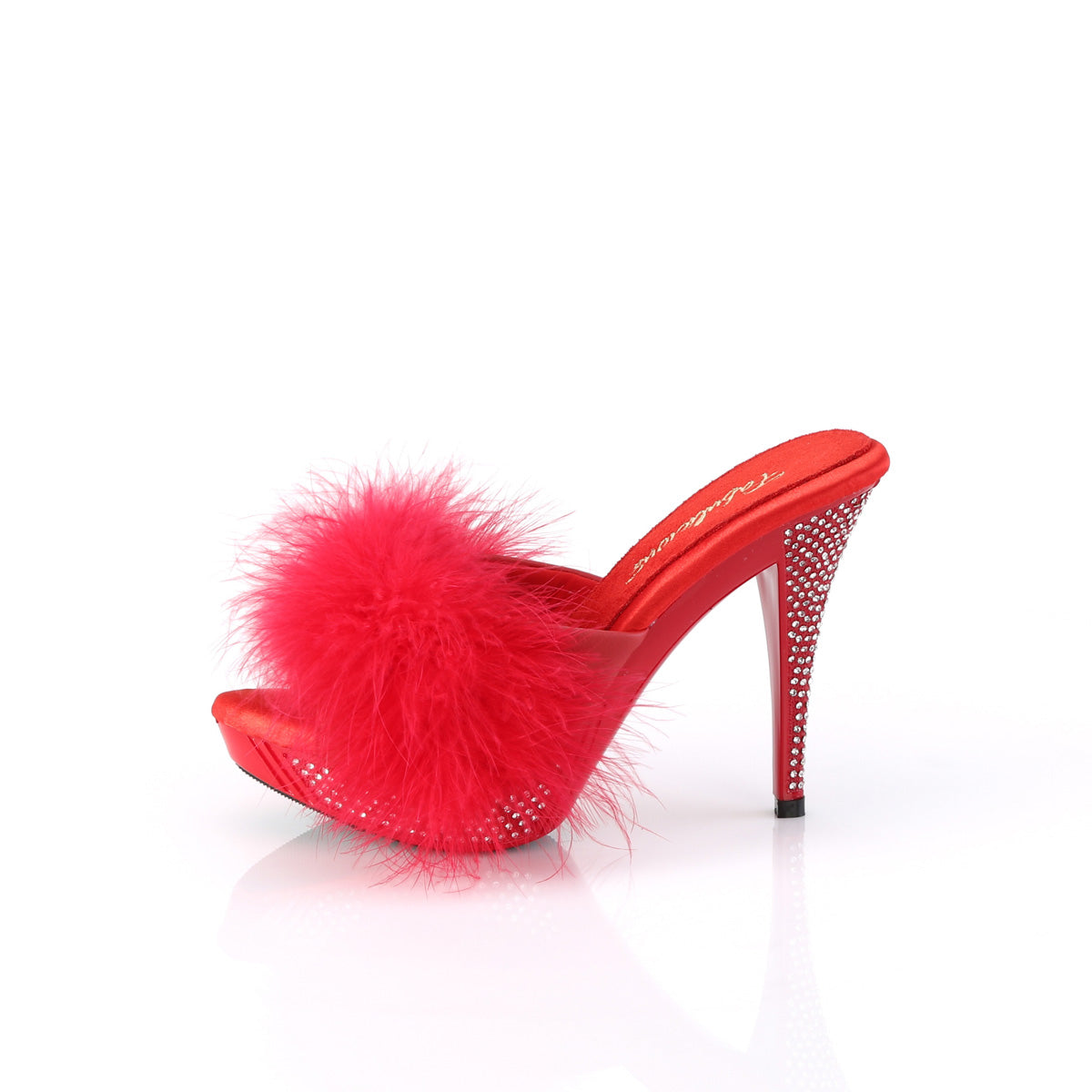 Fabulicious   ELEGANT-401f Red Marabou-Faux Leather / rouge