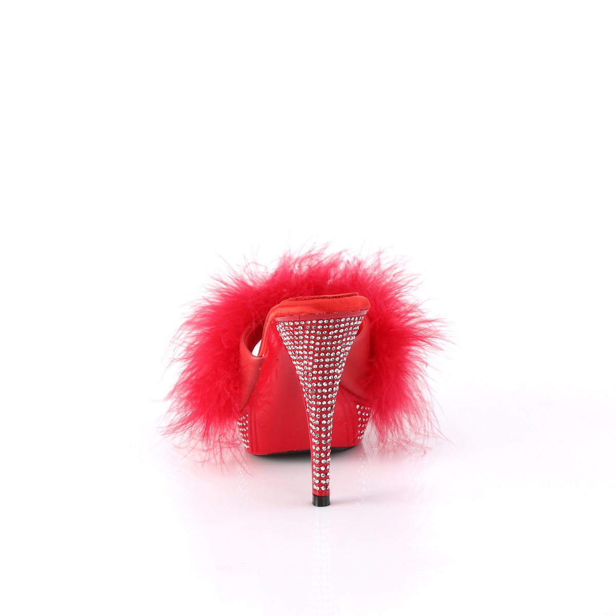 Fabulicious   ELEGANT-401f Red Marabou-Faux Leather / rouge