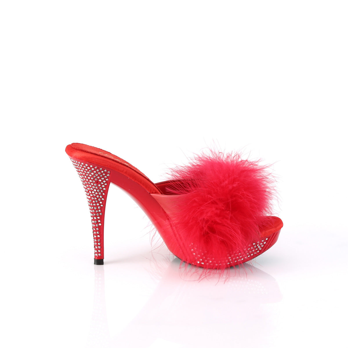 Fabulicious   ELEGANT-401f Red Marabou-Faux Leather / rouge