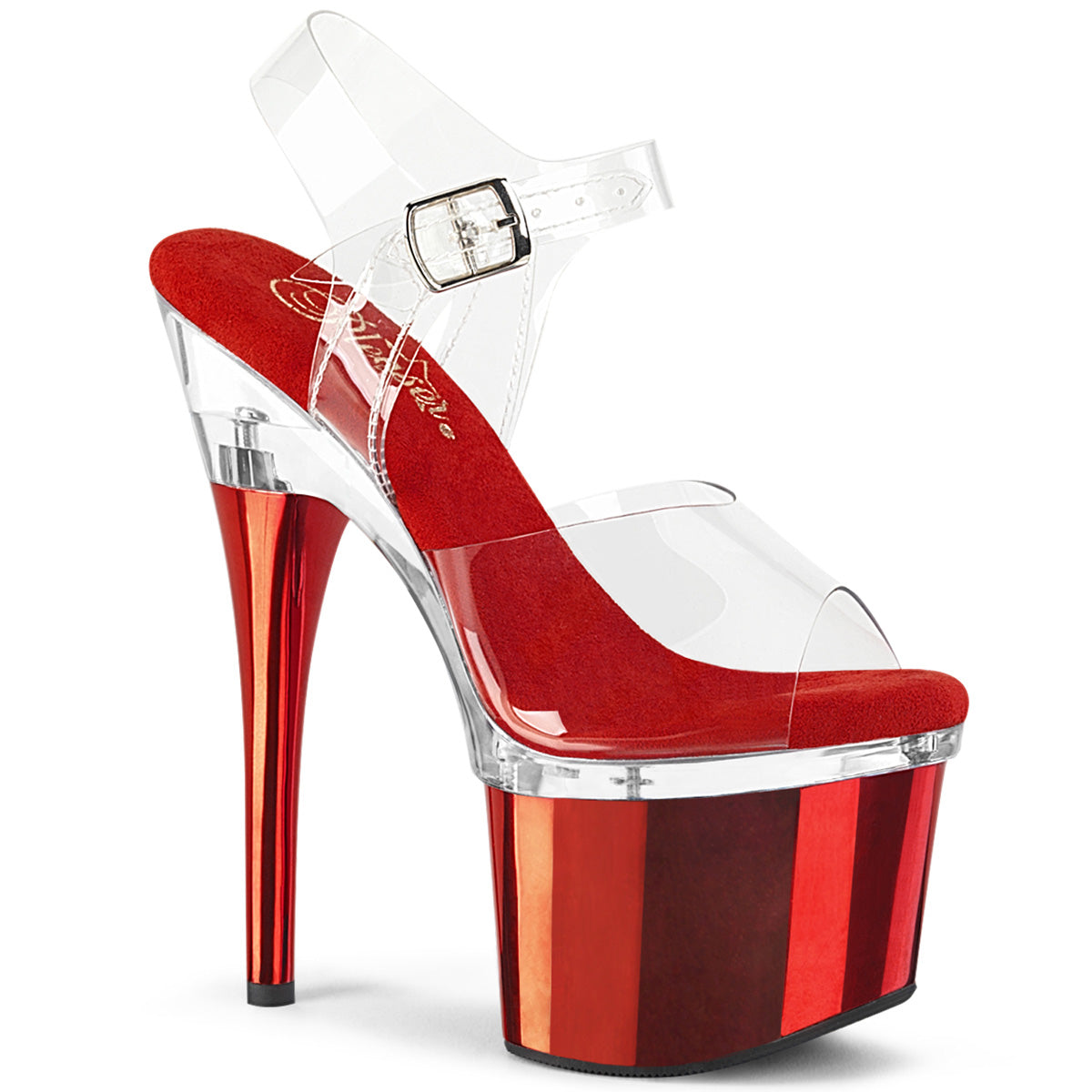 Pleaser  Des sandales ESTEEM-708 CLR / CLR-RED Chrome