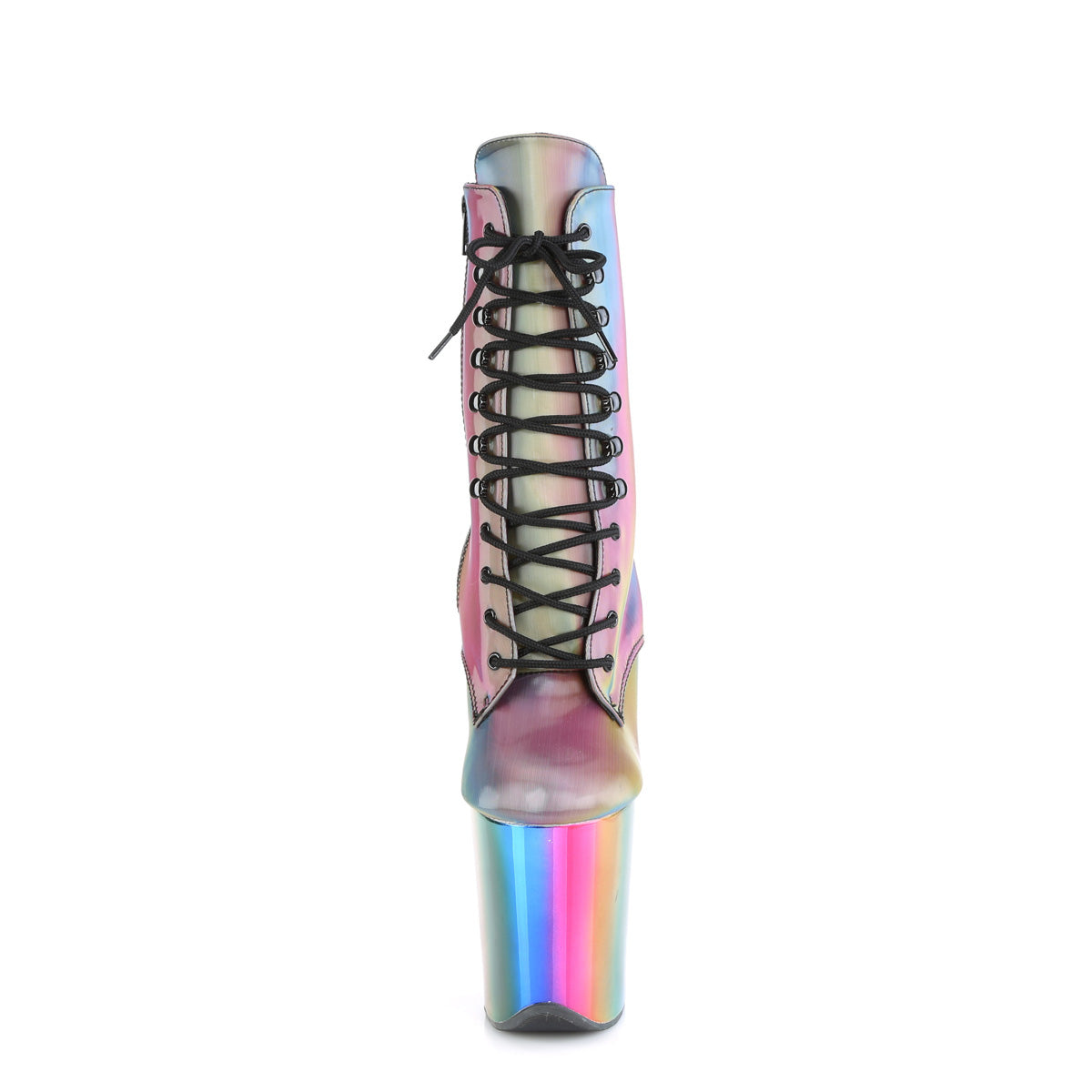 Pleaser Womens Ankle Boots FLAMINGO-1020RC Rainbow Reflective/Rainbow Chrome