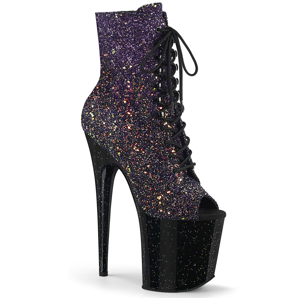 Pleaser Bottines pour femmes FLAMINGO-1021ombg Purple Multi Glitter / Blk