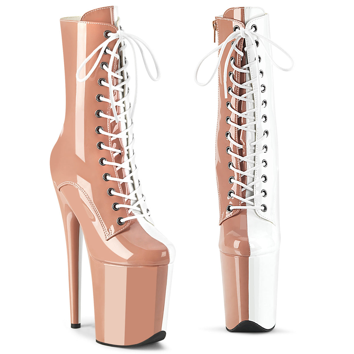 Pleaser   FLAMINGO-1040TT Blush-Wht Pat/Blush-Wht