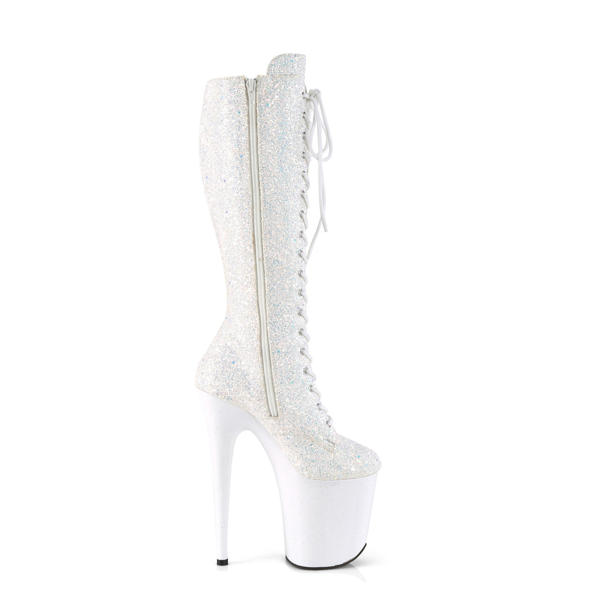 Pleaser Womens Boots FLAMINGO-2020MG Wht Multi Glitter/Blk