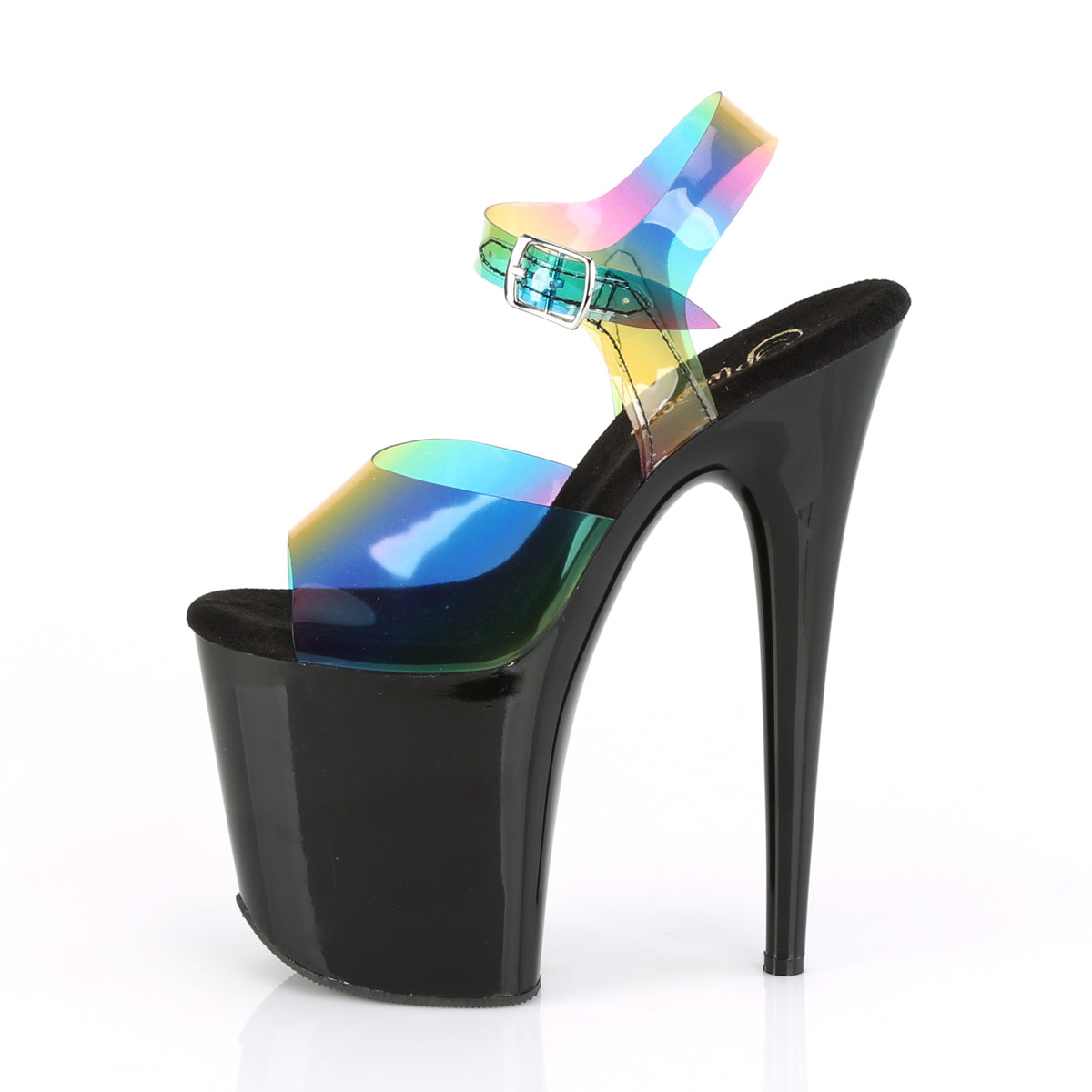 Pleaser Womens Sandals FLAMINGO-808RB Rainbow PVC/Blk