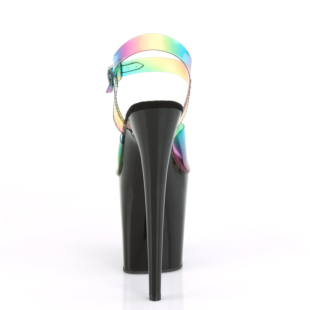 Pleaser Womens Sandals FLAMINGO-808RB Rainbow PVC/Blk