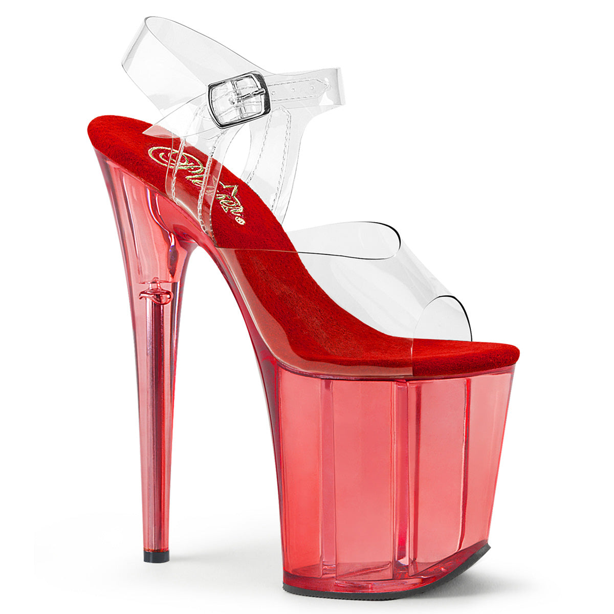 Pleaser Sandales pour femmes FLAMINGO-808T CLR / ROUGE TEINTÉ