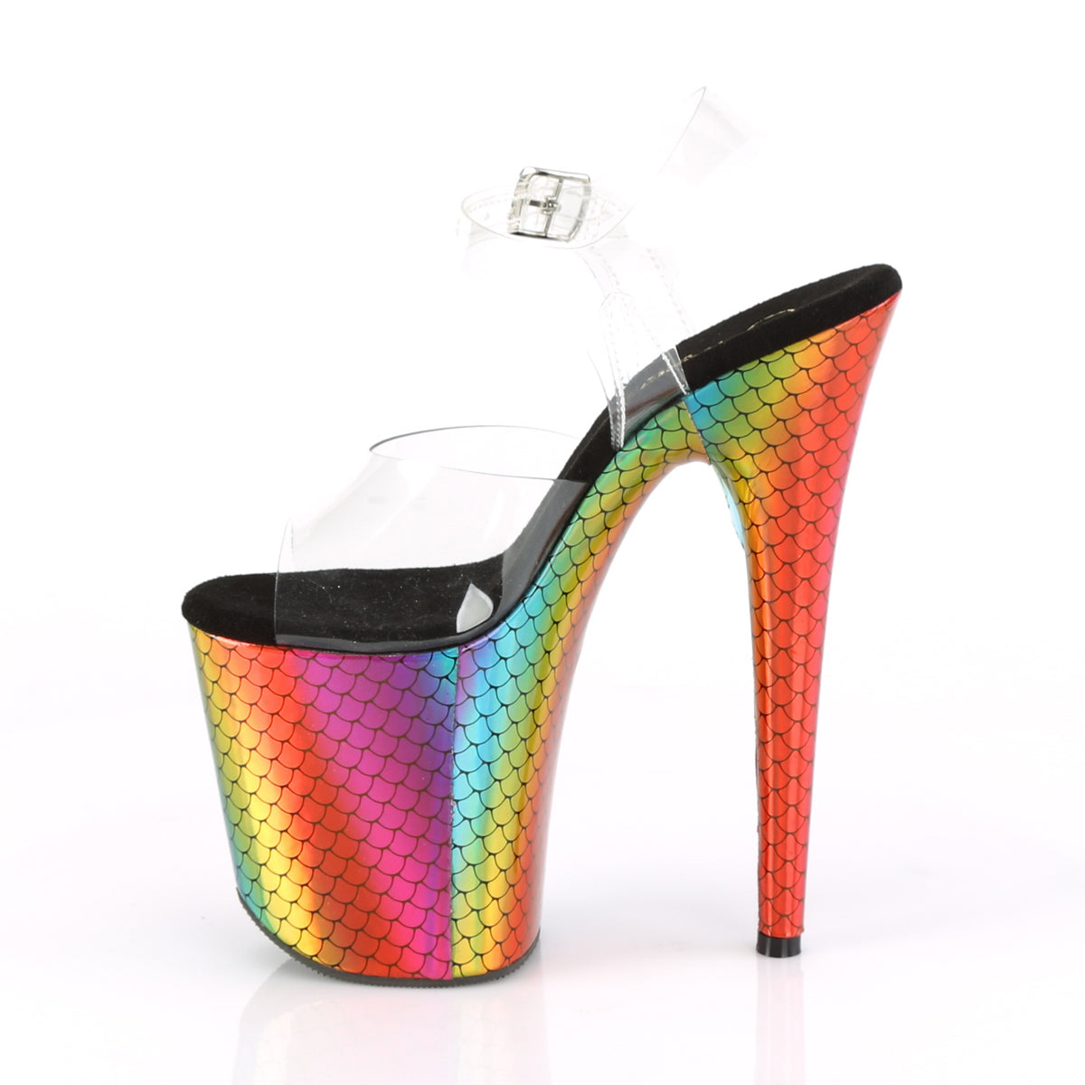 Pleaser Sandales pour femmes FLAMINGO-808WR CLR / LASER Rainbow Hologramme enveloppé