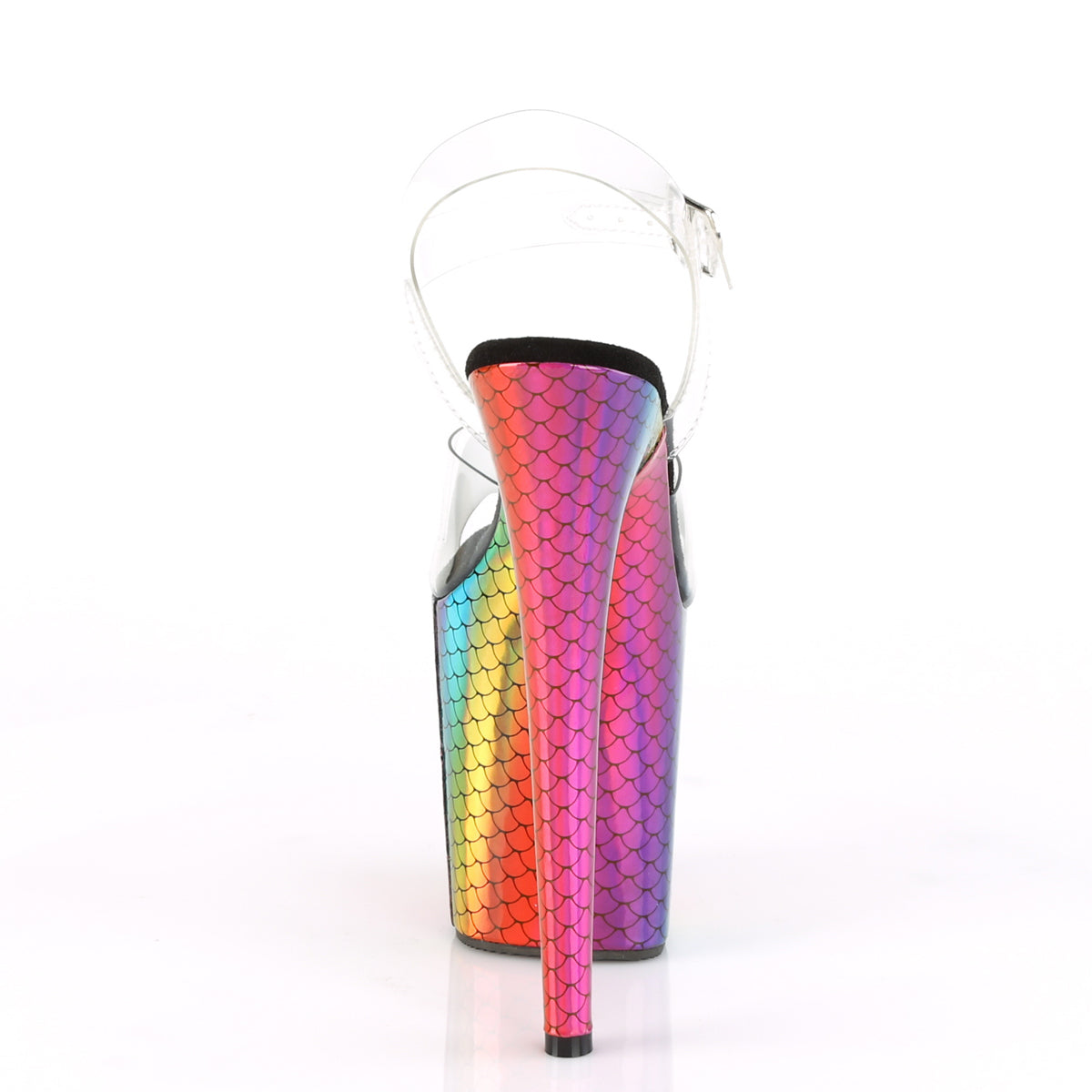 Pleaser Womens Sandals FLAMINGO-808WR Clr/Laser Rainbow Hologram Wrapped