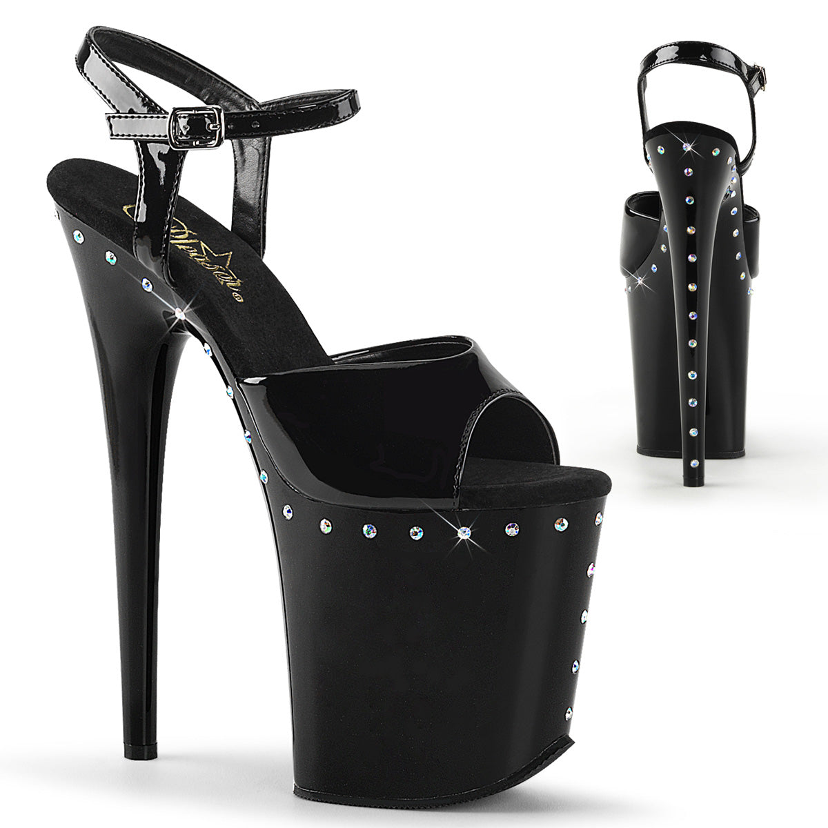 Pleaser Sandales pour femmes FLAMINGO-809abls blk pat / blk