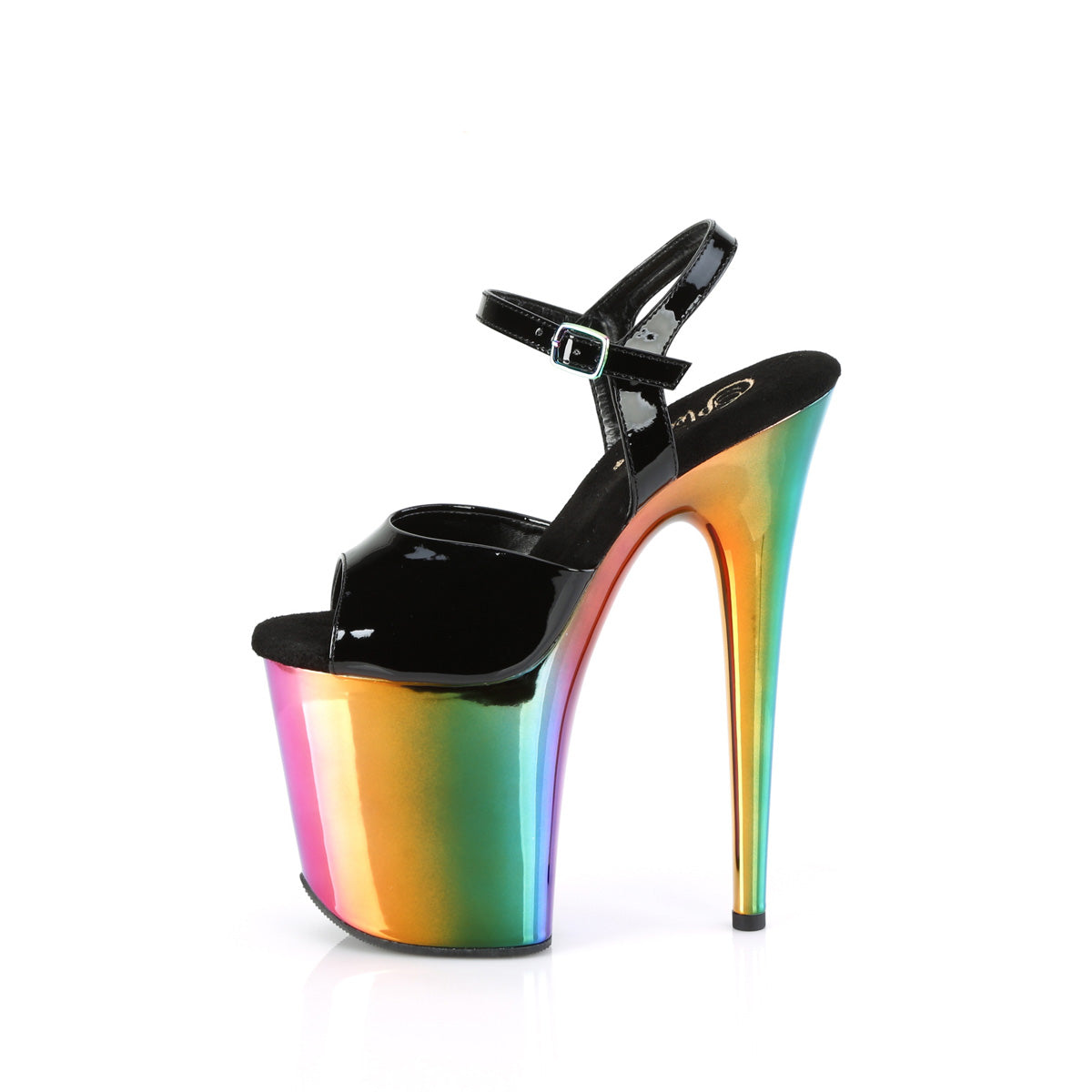 Pleaser  Sandals FLAMINGO-809RC Blk Pat/Rainbow Chrome