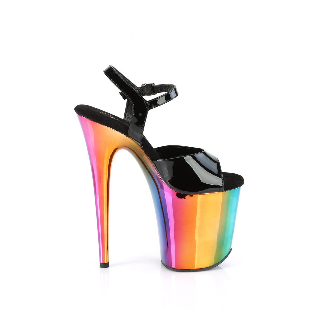 Pleaser  Sandals FLAMINGO-809RC Blk Pat/Rainbow Chrome