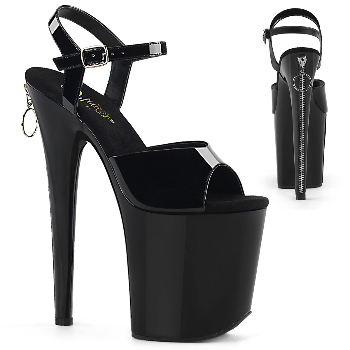 Pleaser Sandales pour femmes FLAMINGO-809Z BLK PAT / BLK