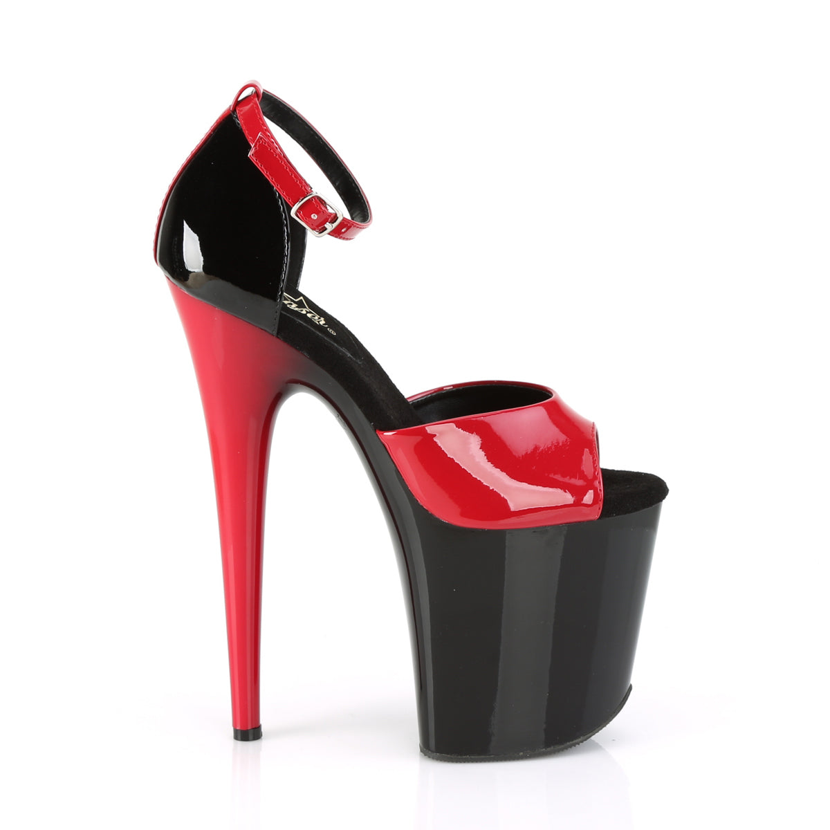 Pleaser Sandales pour femmes FLAMINGO-889 Red-Blk Pat / Blk-Rouge