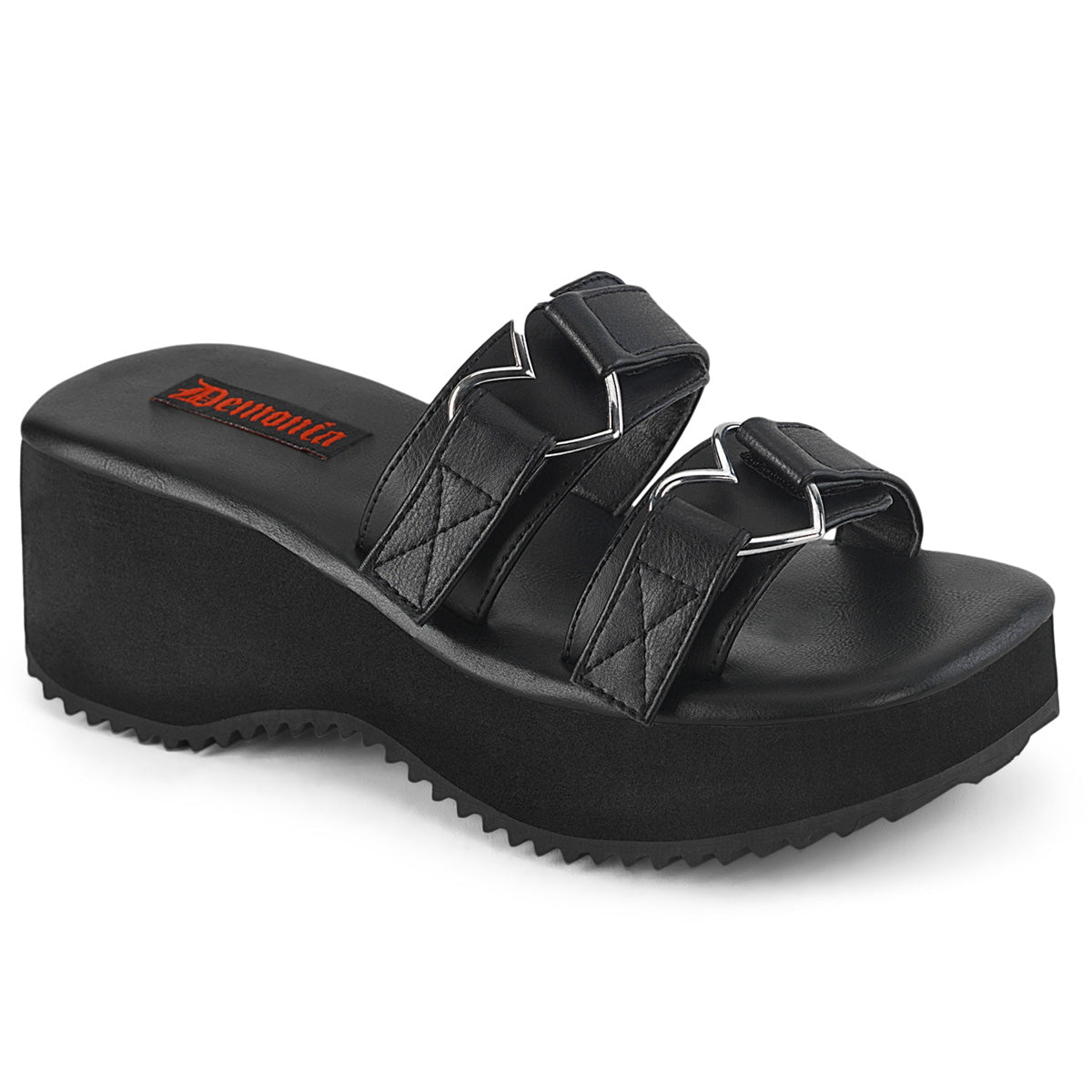 DemoniaCult  Sandals FLIP-12 Blk Vegan Leather