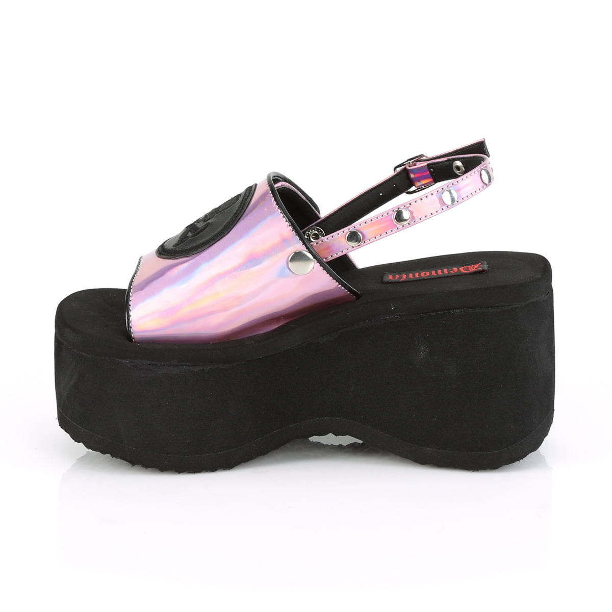 DemoniaCult Sandales féminines FUNN-32 hologramme rose