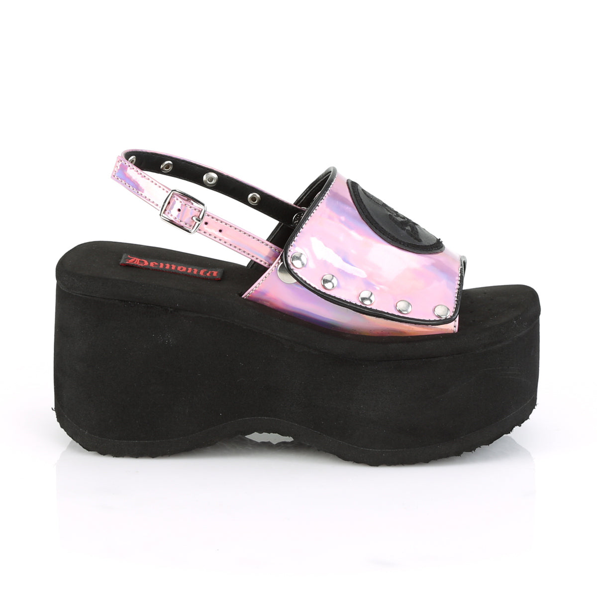 DemoniaCult Sandales féminines FUNN-32 hologramme rose