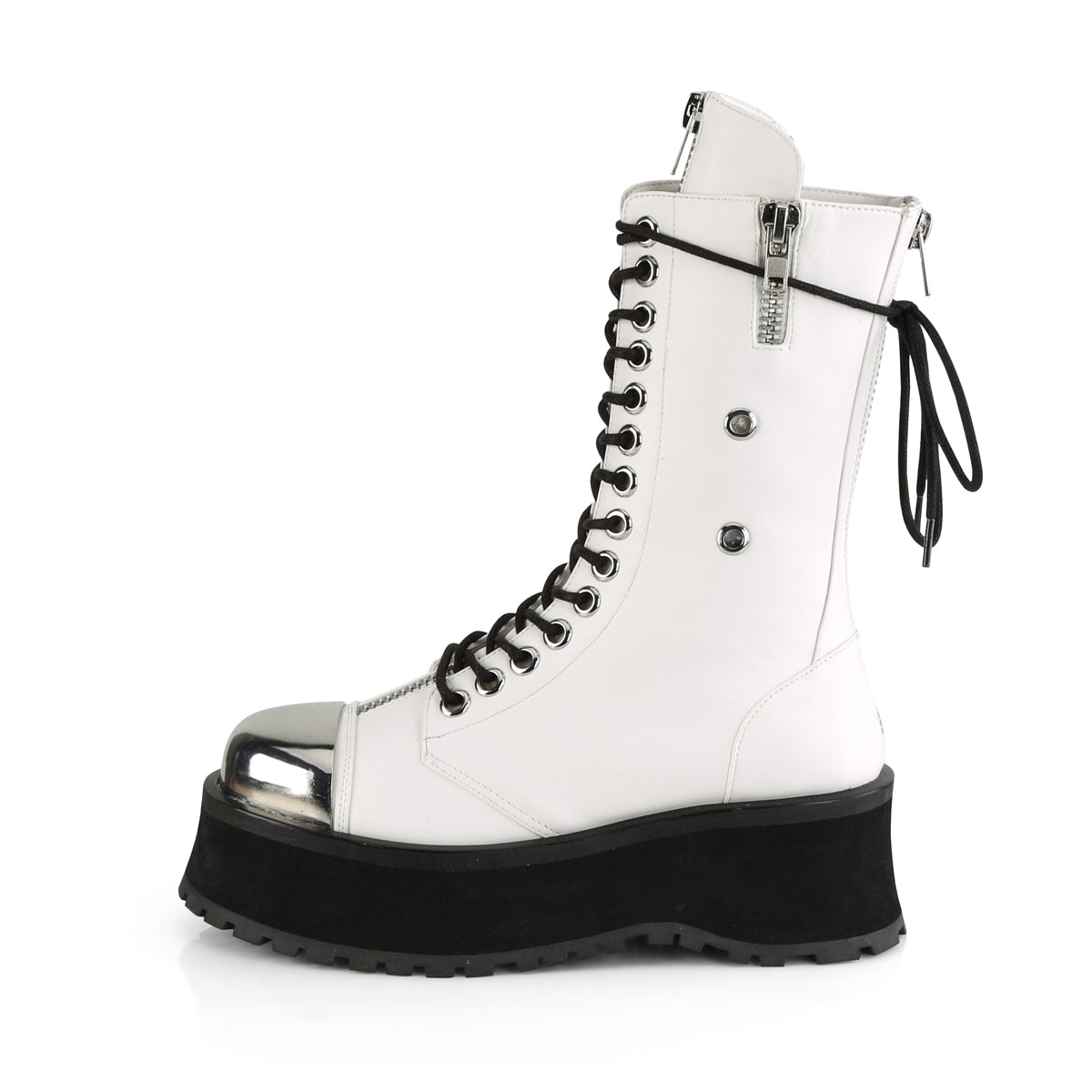 DemoniaCult Bottes pour hommes GRAVEDIGGER-14 Wht Vegan Leather