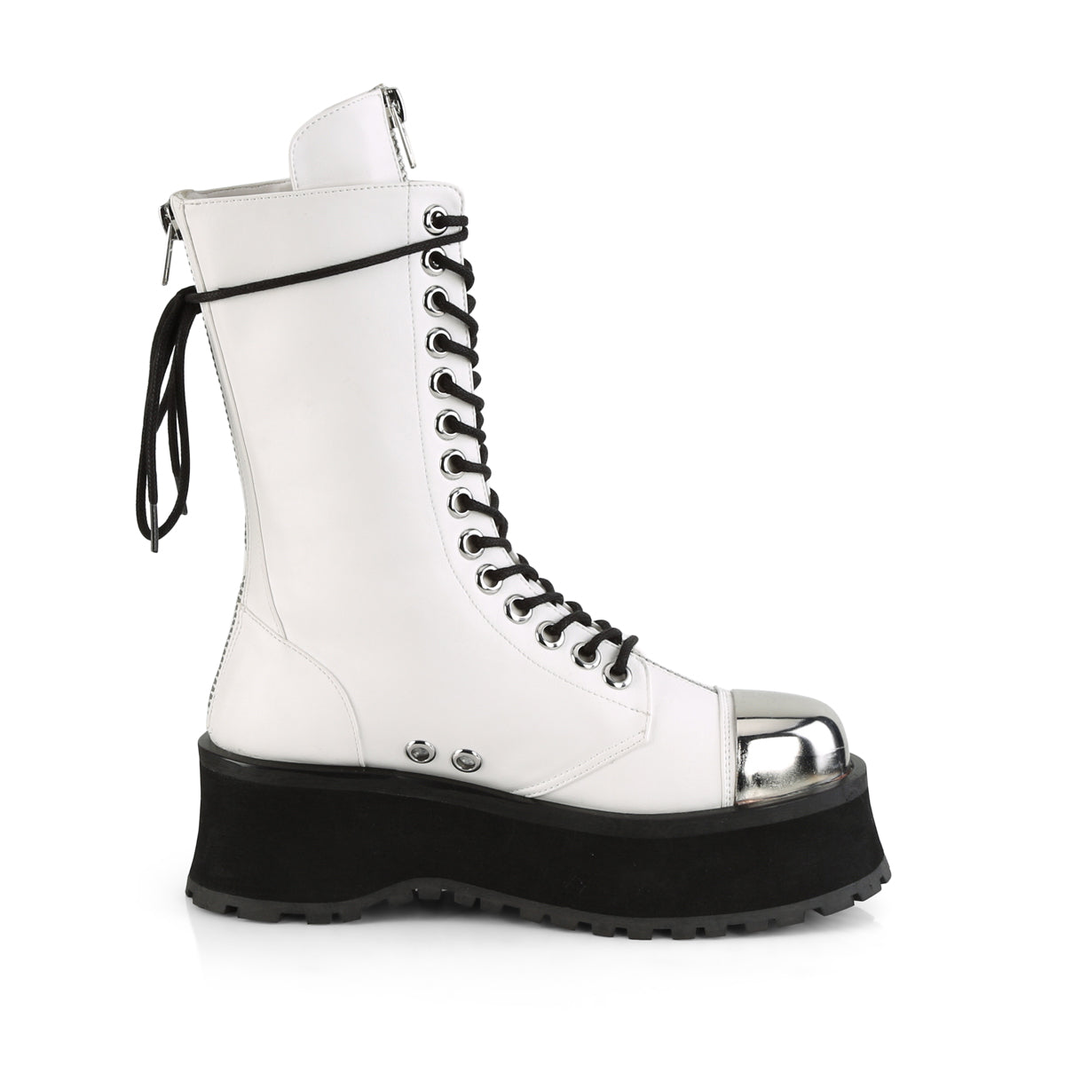 DemoniaCult Bottes pour hommes GRAVEDIGGER-14 Wht Vegan Leather