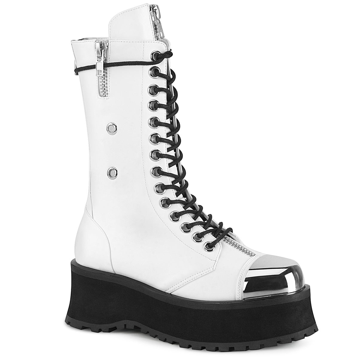 DemoniaCult Bottes pour hommes GRAVEDIGGER-14 Wht Vegan Leather