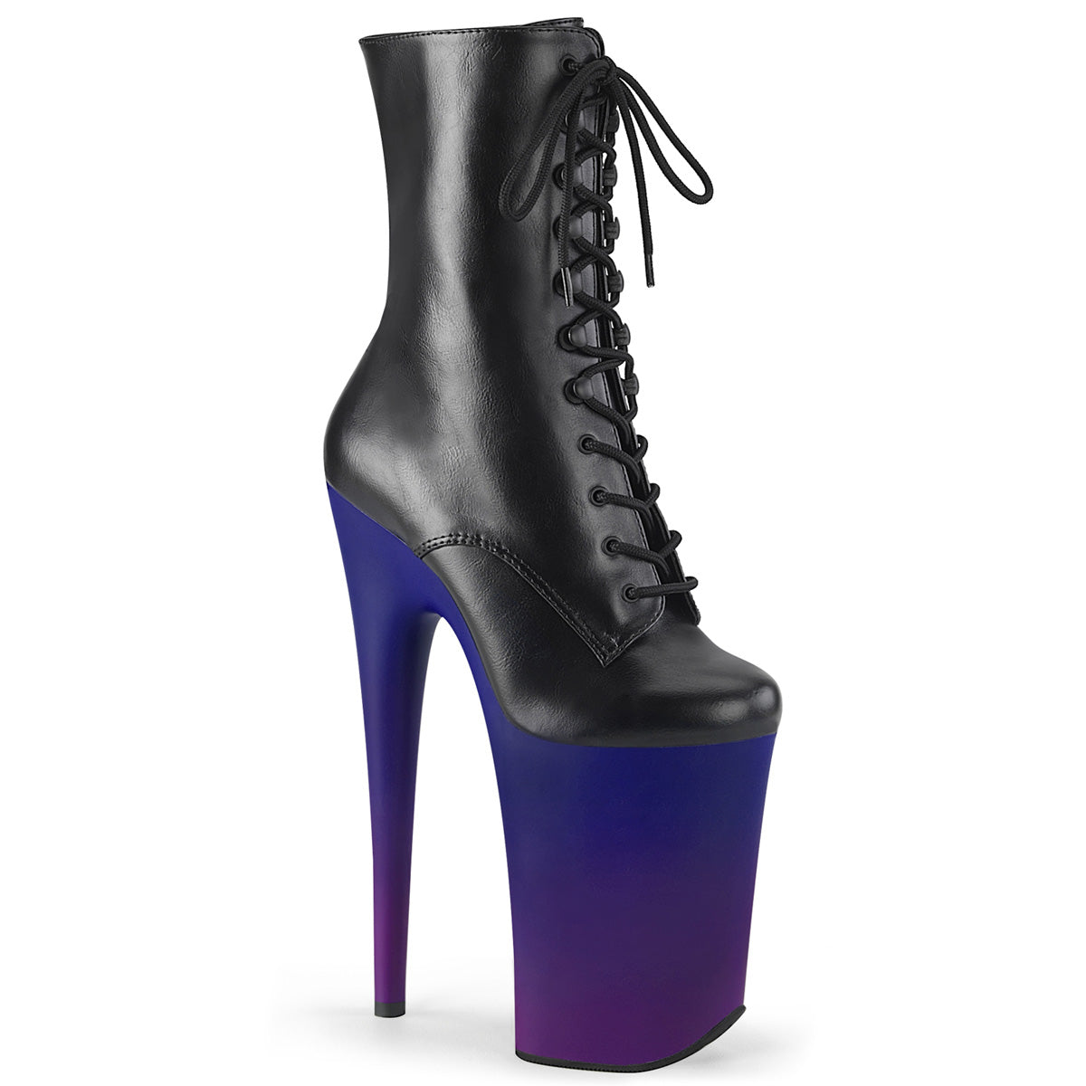 Pleaser Bottines pour femmes INFINITY-1020bp Blk Faux Cuir / Blue-Purple Ombre