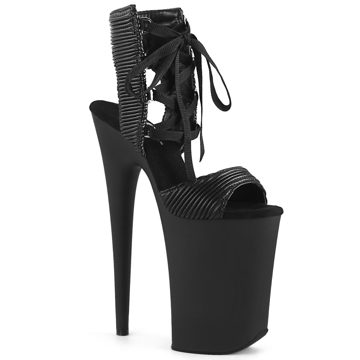 Pleaser Sandales pour femmes INFINITY-900-14 Blk Cuir matelassé / Blk Matte