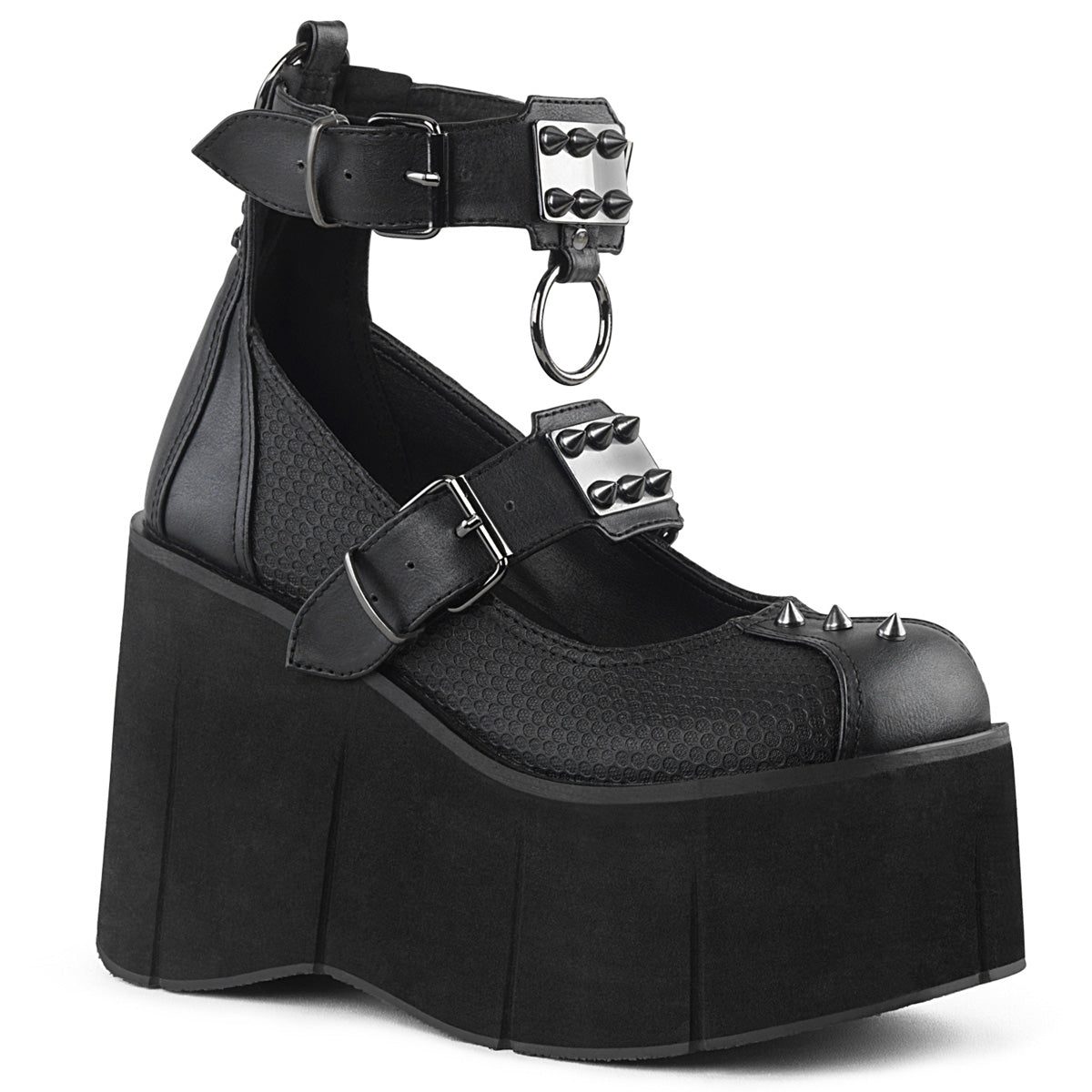 DemoniaCult Pompes pour femmes KERA-12 Cuir végétalien BLK